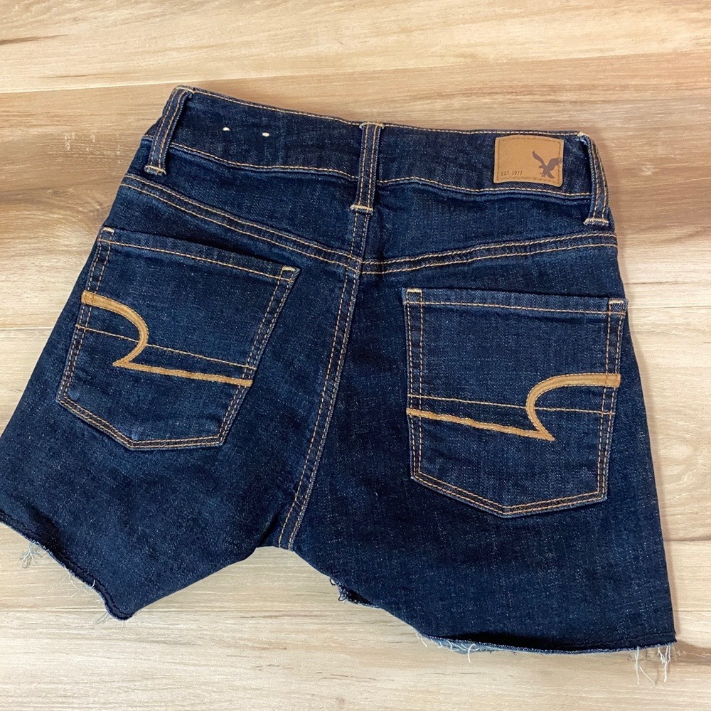 American Eagle AE High Rise Shortie Denim Jean Shorts Size 00 Lot of 3 Pair - Picture 7 of 12
